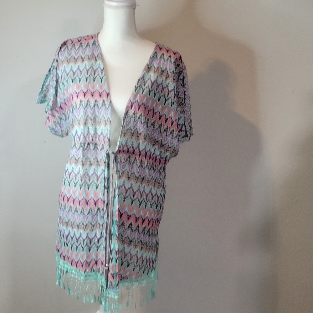 Miken Pink and Blue Zigzag Pattern Mittens
